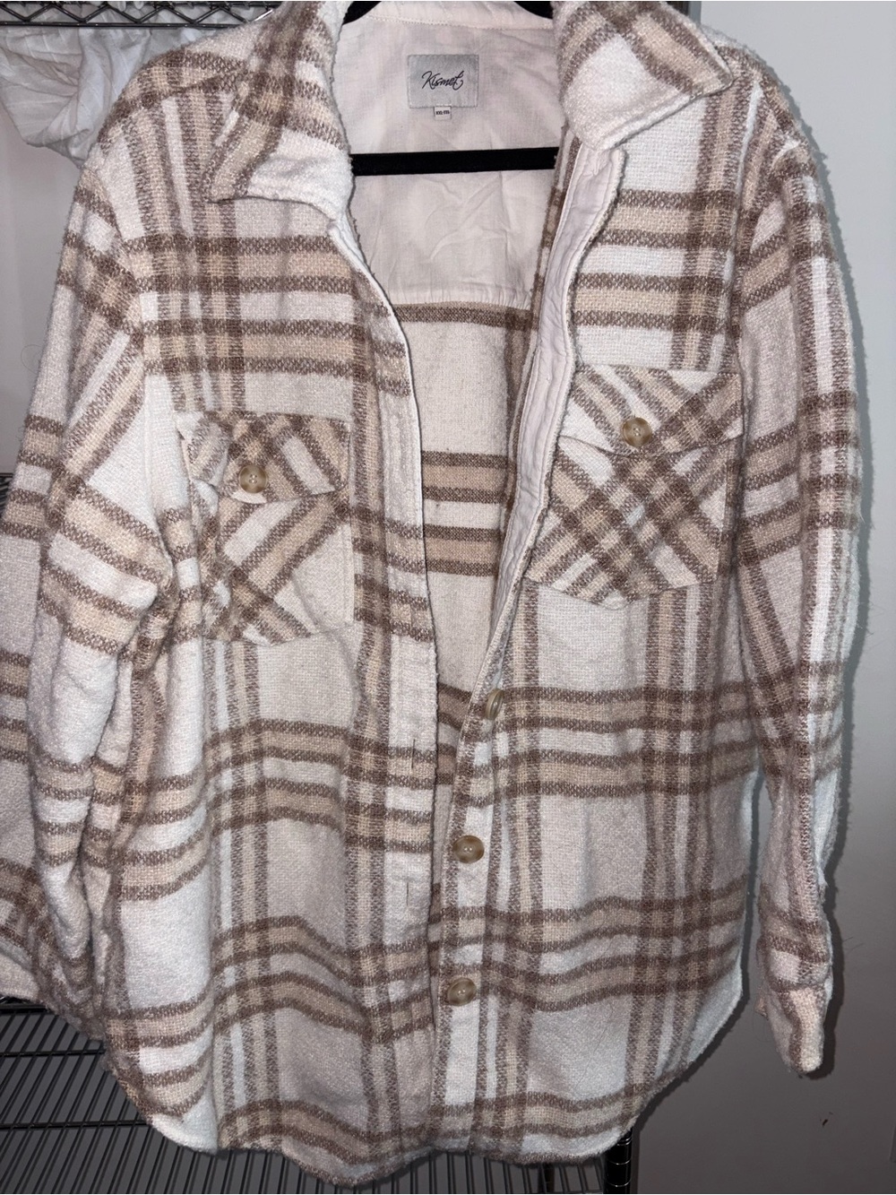 Brown Plaid Button-Front Women's Sweater Jacket